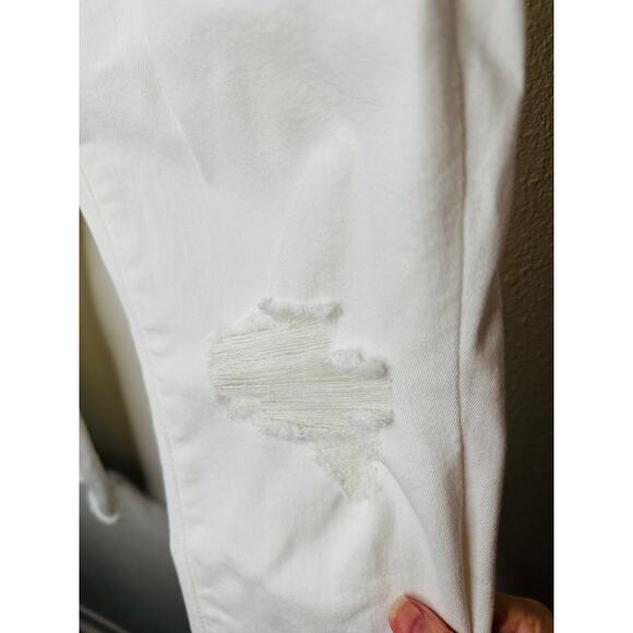 7 For All Mankind White Distressed Raw Hem Gwenevere Jeans 30 - Picture 5 of 16